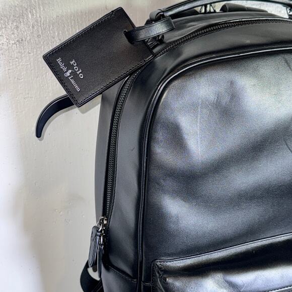 Polo Ralph Lauren Men's Smooth Leather Backpack black $348 - Picture 5 of 15